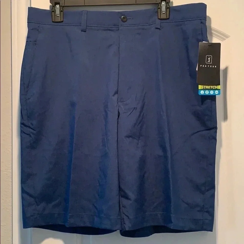Men’s PGA Performance Stretch Golf Shorts Blue NWT